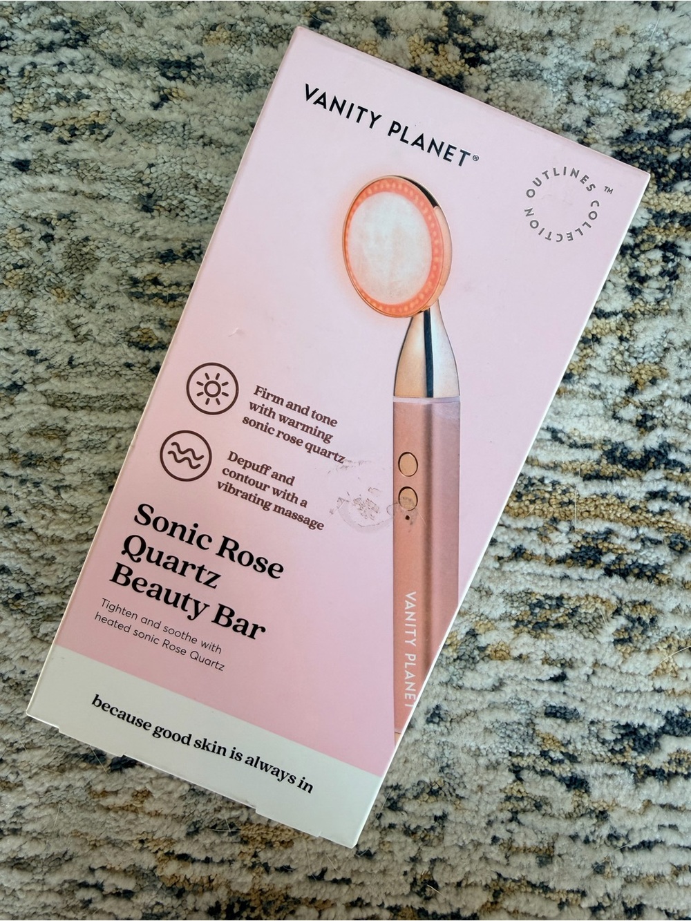 NIB Vanity Planet Sonic Rose Quartz Beauty Bar – Heated+Vibrating Face Massager